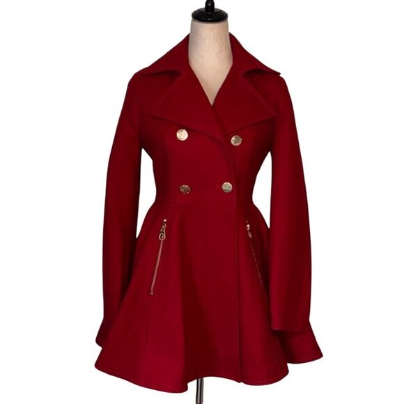 Laundry by Shelli Segal Womens Sz PP Red Wool Blend Fit and Flare - Picture 1 of 16